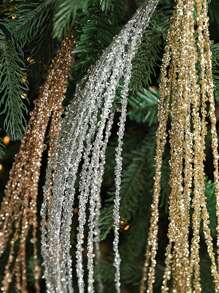 1pc/4pcs, 35.43 Inch Shiny Sequin Tassel Wheat Ear Rattan Design. Christmas Tree Decoration. White Sparkling Sequin Berry Bouquet. Suitable For Holiday, Wedding, Party, Home Interior, Dining Table, Bedroom Decor - Multicolor - View 9