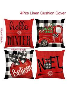 4 vỏ gối trang trí Giáng sinh 45*45cm vỏ gối vuông da đào, vỏ gối mềm phong cách cây thông Noel nơ cho tiệc Giáng sinh tại nhà ghế sofa trang trí phòng, đồ trang trí Giáng sinh, không bao gồm lõi gối, quà tặng Giáng sinh, đồ trang trí Giáng sinh, đồ trang trí - Nhiều màu - Xem 4