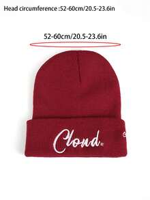 1 chiếc mũ len thêu chữ đám mây, mũ len ấm áp cho nam và nữ chơi thể thao vào mùa thu/đông, mũ len chữ đi phố chống lạnh, mũ len thời trang mùa đông Giáng sinh cho nam, mũ len trượt tuyết - 1 cái - Xem 9