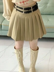 "Pleated Skirt. Classic And Super Versatile. Has Lining At The Bottom." - 棕色 - 查看 2