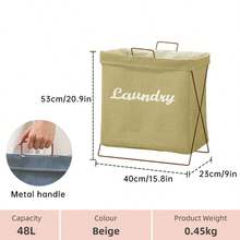 1 PC Fabric Laundry Basket With Iron Frame, Foldable Laundry Storage Basket With Handle, Removable Padding Collapsible Laundry Cart Sorting Laundry Basket Organizer For Dirty Clothes, Quilts, Dolls, Sundries, Etc. (Four Colors) - Multicolor - View 15