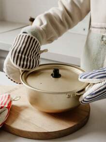 1 件条纹绝缘耐热手套，厨房烘焙隔热手套耐热微波炉手套，厨房烤箱手套防烫手套用品 - 彩色 - 查看 6