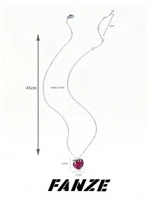 1 chiếc vòng cổ thời trang hình trái tim màu đỏ bằng thép titan - Bạc - Xem 6