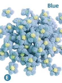 10/30 件 4 厘米羊毛钩针花贴花泡芙花针织纱花手工钩针花用于工艺品装饰 DIY 头发头带帽子鞋子服装配饰工艺品缝纫