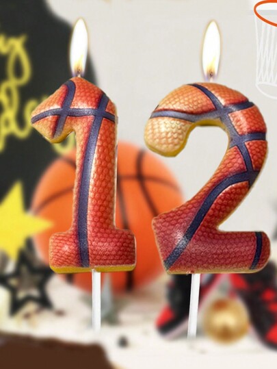 3 candele decorative con disegno 3D di pallacanestro e numeri da 0 a 9, decorazione a tema sportivo per torte di compleanno, anniversario e feste