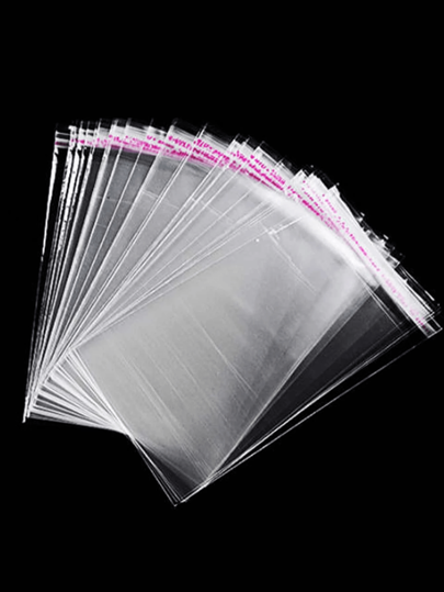 100个透明自封塑料袋，OPP包装袋，可重复密封，适用于包装衣物、艺术品、礼品、珠宝、装饰品、卡片等，防尘防潮，圣诞节适用。