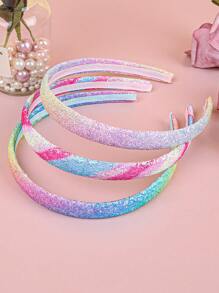 3pcs/Set Kids Colorful Ombre Rainbow Mermaid Headbands, Girls Party Hair Accessories - Multicolor - View 4