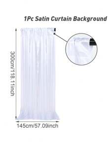 1Pc/2Pcs White Satin Backdrop Curtains For Wedding Birthday Decoration,Multiple Sizes Solid Color Background Curtain For Photography Birthday Engagement Wedding Party Decorations,Ceremony Stage Decor,Suitable For Living Room,Office Home,Bedroom Decoration,Home Decor,(Without Rod) Back To School Valentine's Day - White - View 13