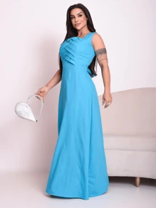 Chic Penelope Formal Viscolinho Long Dress - 藍色 - 查看 2