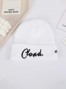 1 chiếc mũ len thêu chữ đám mây, mũ len ấm áp cho nam và nữ chơi thể thao vào mùa thu/đông, mũ len chữ đi phố chống lạnh, mũ len thời trang mùa đông Giáng sinh cho nam, mũ len trượt tuyết - 1 cái - Xem 3