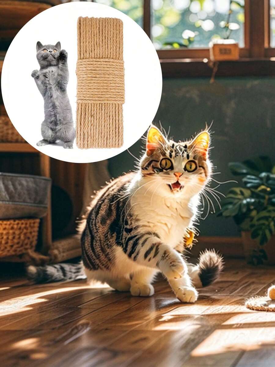 宠物绳猫抓板耐磨DIY磨爪装饰防抓手工剑麻绳配件宠物用品 - 薑色 - 查看 1