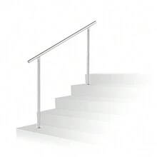 Jiubiaz Stair Railing Parapet Staircase Kit Staircase Diameter 42 Mm Railing Surface Mounting With 0/2/3/4/5 Rungs Staircase 80/100/120/150/160/180 Cm For Inside & Outside Handrail Balustrade Bars Railing Made Of Stainless Steel - 100cm (39.37 Inch) - 0 Crossbars - View 1