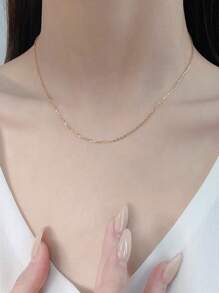 1pc S925 Sterling Silver Chain Necklace - Elegant Minimalist Design, No Plating, Solid 925 Silver, Collarbune Length, Suitable For Daily And Gifting Occasions, High-End Classic Chain Necklace - No Pendant O-Shape Chain Sweater Length Jewelry