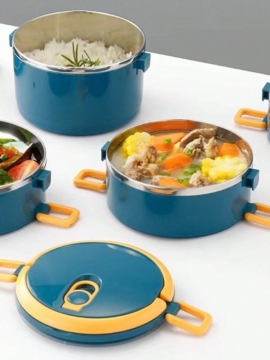 Double Layer Round Bento Lunch Box With Lid, Sealed Lunch Container