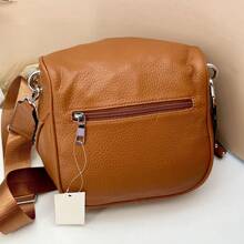 Women's PU Leather Crossbody Bag Stylish Modern Blogger Fanny Pack With Textile Strap - màu nâu - Xem 3