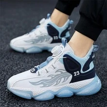 Giày thể thao thường ngày cho nam, đế dày đệm khí khóa xoay, đế giày thể thao đàn hồi cao, thời trang đa năng, giày chạy bộ giảm xóc cho hoạt động ngoài trời và hàng ngày - Xanh và trắng - Xem 7