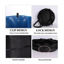 1pc Foldable Portable Trash Can, Outdoor Camping Collapsible Garbage Bin, Suitable For Gardening, Leaf Bag, Camping And Picnic - And Convenient, With Clip