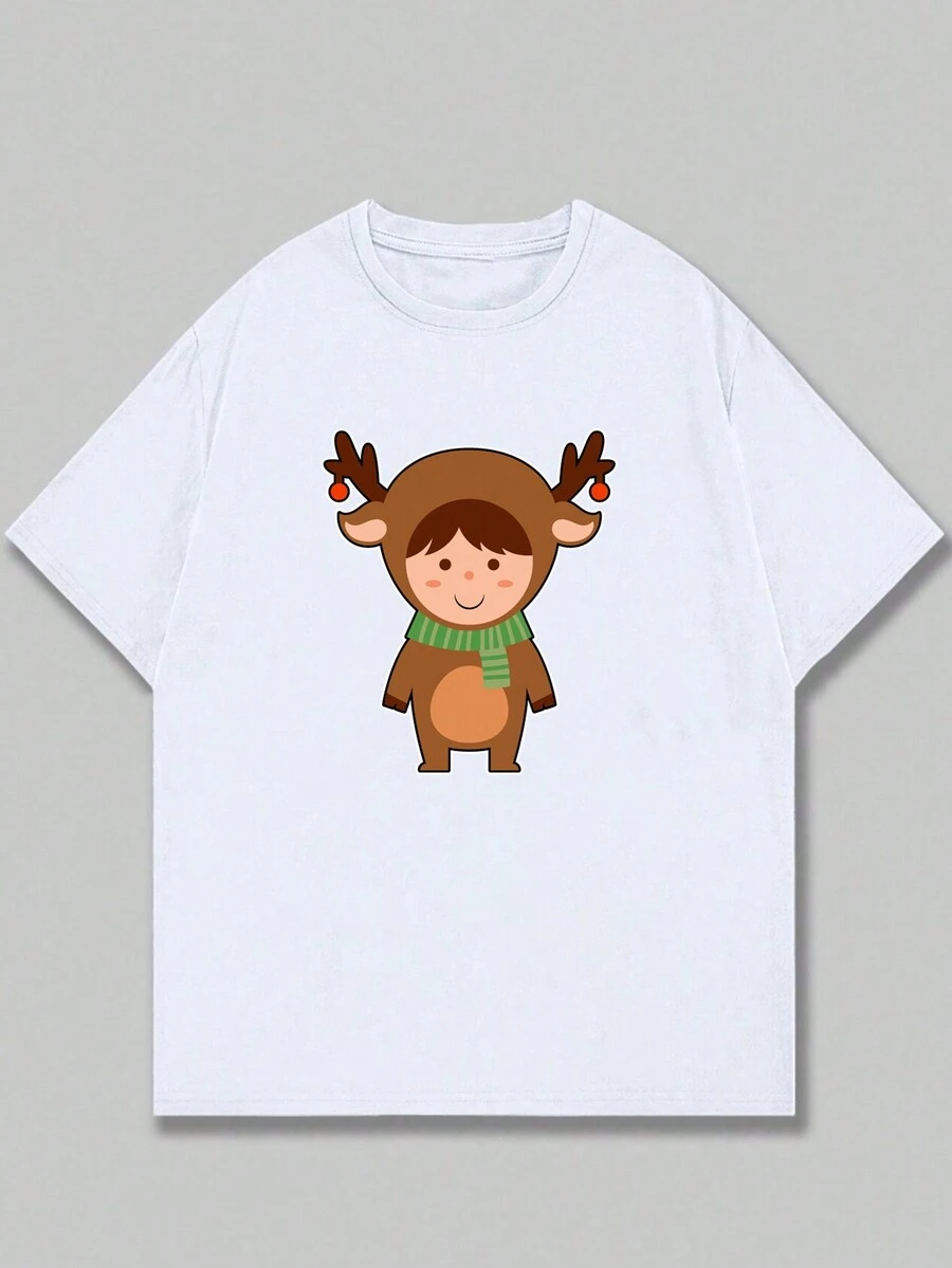 Boy's Printed T-Shirt With Cowhide Clothes Casual Cotton Comfort Unisex Short Sleeve - trắng - Xem 1