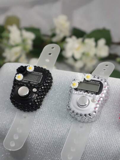 1pc/3pcs Mini Portable Digital Counter, Adorable Flower Design Tally Counter, Suitable For Prayer Needs, Warehouse Goods Counting, Adjustable Strap