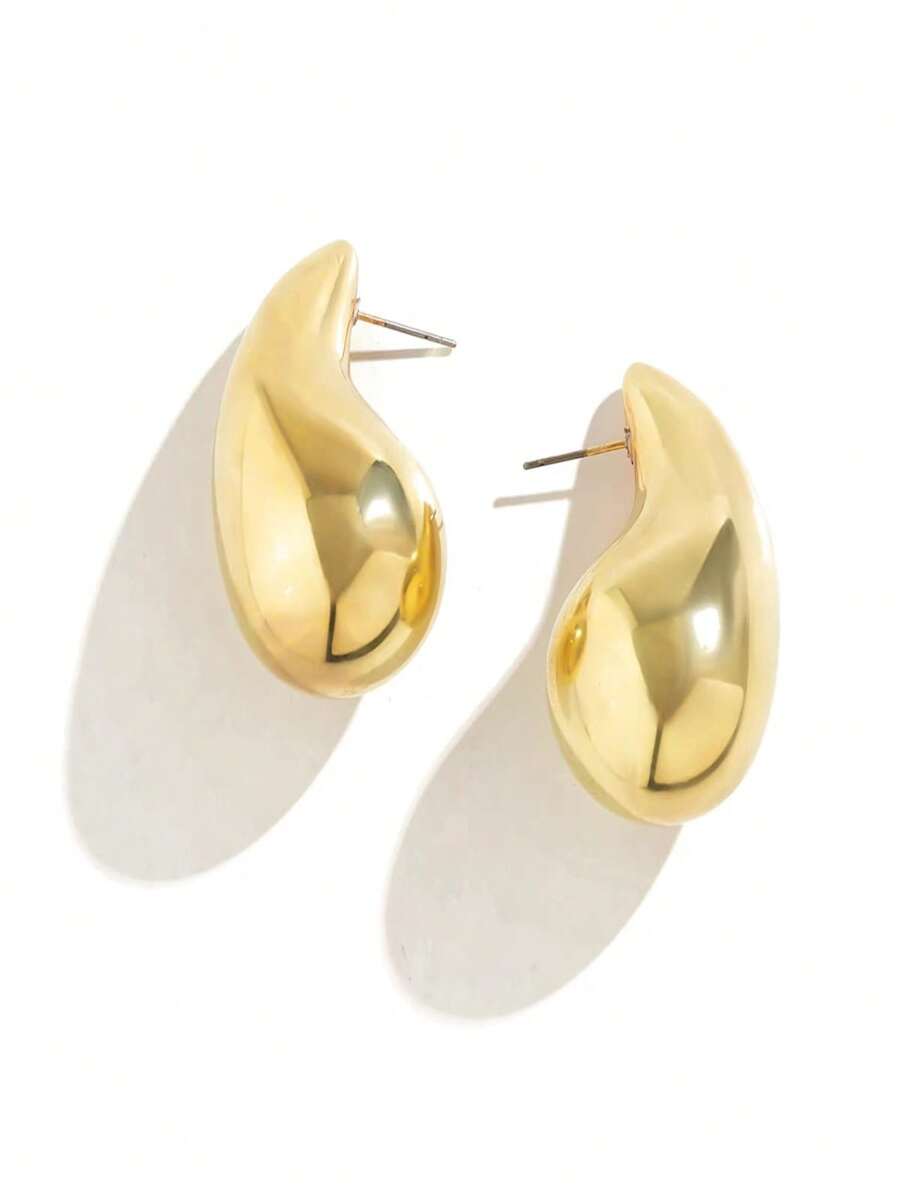 Gold Or Silver Plated Water Drop Comma Earring WITH 1 PAIR - Gold - View 1