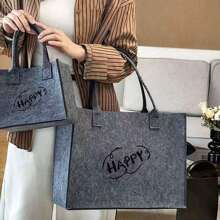 1pc Felt Tote Bag, Versatile Felt Shopping Handbag For Commuting, Spacious & Stylish,Boho Vibes