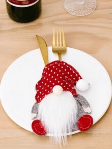 1 Bộ đồ ăn Rudolph với mũ đỏ và râu trắng Ông già lùn Quả bóng Giáng sinh Dao, nĩa và đũa được cá nhân hóa Trang trí thích hợp cho tiệc cưới tại nhà khách sạn - Nhiều màu - Xem 15
