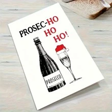 Prosechohoho Christmas Card, Prosecco Christmas Card, Funny Christmas Card, Prosecco Card, Prosecco, Holiday Card, Card Pack, Christmas Card Including Envelope - Style-01 - View 5