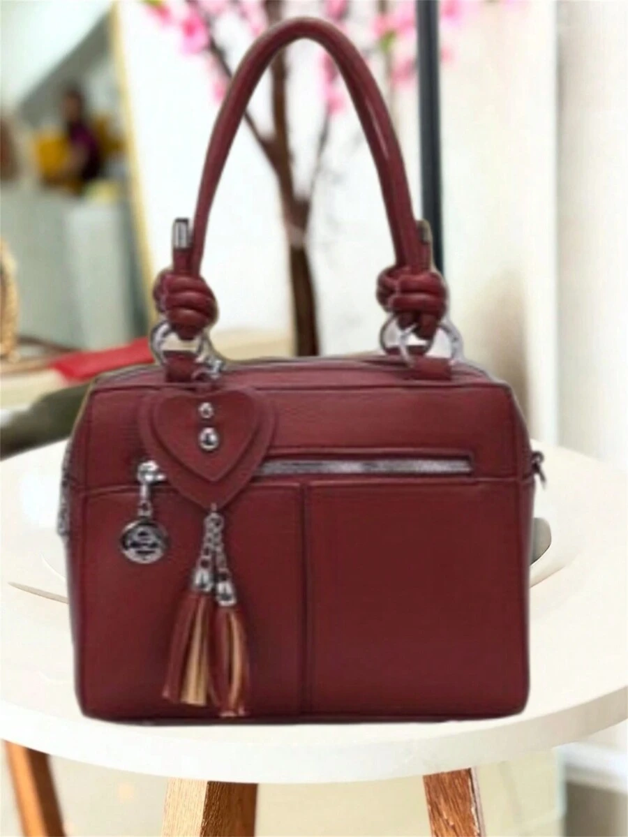 Fashion Women's Handbags Korean Style Shoulder Bags Versatile Crossbody Bags With Multiple Zippers - 酒紅色 - 查看 1