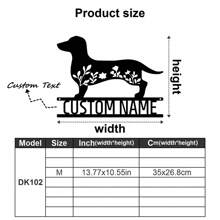 1 pieza Decoración de pared de arte de metal personalizable con salchicha dóberman con texto personalizado, silueta de perro con flores, cartel de metal para amantes de las mascotas, regalo personalizado para propietarios de perros, decoración colgante interior y exterior para amantes de los perros, regalos de Navidad, ornamentos, decoración del hogar, decoración de pared, decoración de habitación, decoración de la sala de estar, decoración de dormitorio, decoración de baño, decoración de cocina, decoración de la casa, regalos personalizados, regalos personalizados, decoración de jardín al aire libre