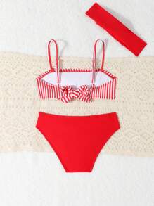 RWX VEST Baby Beach Set: Charming Striped Top With Bow, Plain Panties And Stylish Headband B3050 - Đỏ - Xem 2