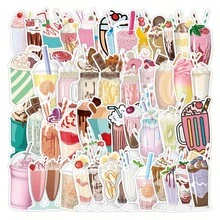50 miếng dán hình Cocktail màu nước/Sữa lắc màu nước/Bánh Matcha, miếng dán Vinyl cho bình nước máy tính xách tay, đàn ghi ta, xe đạp, ô tô, xe máy, cản xe, hành lý, ván trượt, hình dán dễ thương, món quà tuyệt vời cho trẻ em, thanh thiếu niên, nam giới, phụ nữ. - Nhiều màu - Xem 15