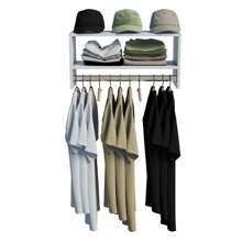 Cabideiro De Parede Arara Suspenso Em Mdf Com Nicho 70cm Cor Branco e Preto