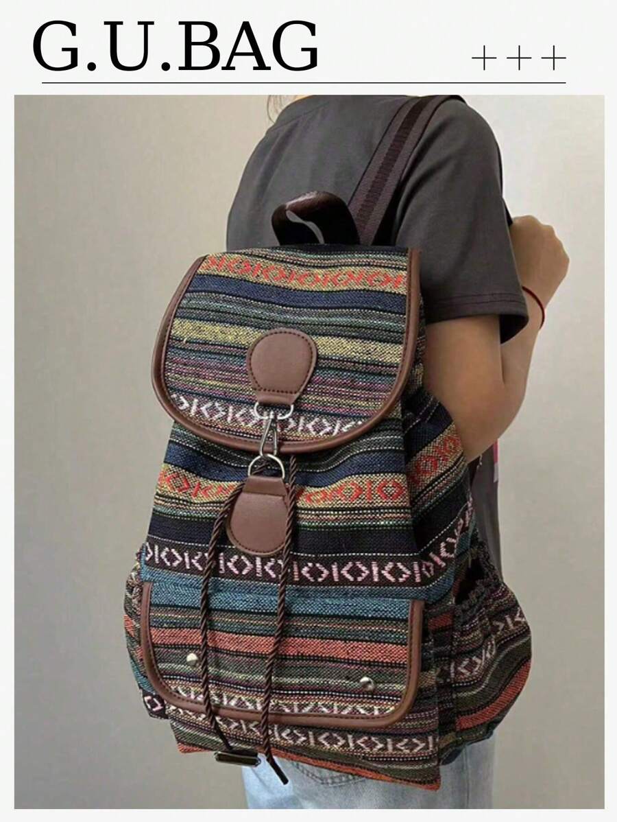 1 PcRetro, Sức chứa lớn, Dây rút, Ba lô đi học Túi xách nữ Túi xách nữ Ba lô cho nam Túi xách, Paisley khối màu, Nhẹ, có trang trí bằng kim loại, Dành cho mùa thu đông, Dành cho nữ văn phòng, Cô gái sang trọng Cô gái tuổi teen, Dành cho sinh viên đại học Đại học, Dành cho hoạt động ngoài trời Du lịch - Màu vàng - Xem 1