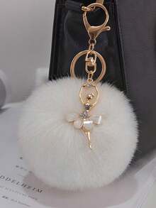 1pc Royal Princess Style Faux Raccoon Fur Pom Pom Bag Charm, Cross-Border Popular Fur Ball Keychain Accessory - Multicolor - View 8