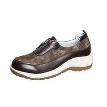 女士时尚舒适前拉链装饰一脚蹬防滑轻便休闲户外运动厚底坡跟鞋 - 棕色 - 查看 2