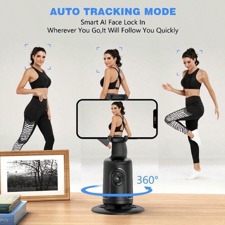 Gimbal theo dõi AI thông minh, Gimbal điện thoại nhận dạng khuôn mặt 360°, Bộ ổn định toàn cảnh, Giá đỡ điện thoại để bàn, Thích hợp để phát trực tiếp, Tự sướng, Quay video Tương thích với điện thoại iPhone Android Điện thoại di động Thích hợp để phát trực tiếp, Vlog, Tụ họp gia đình, Quay phim tiệc Giáng sinh, Để tự sướng cầm tay, Hoạt động ngoài trời, Phỏng vấn