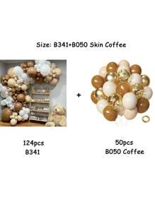 124pcs Coffee Brown Latex Balloon Arch Set, Suitable For Graduation Ceremony, Birthday, Wedding, Anniversary, Celebration, Party Decoration - Brown - View 3