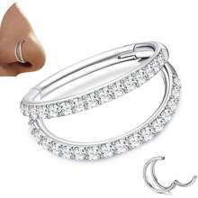 Anneaux de nez - Anneaux de nez en acier chirurgical 316L à double anneau, 14G/16G/18G/20G, bijoux de piercing au cartilage, septum, lèvre, hélix, rook, tragus, 8mm/10mm/12mm