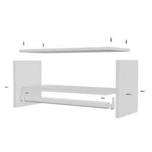 Cabideiro De Parede Arara Suspenso Em Mdf Com Nicho 70cm Cor Branco e Preto