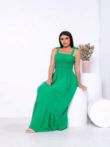 steve store vestido longo alcinha com elastano  tecido duna