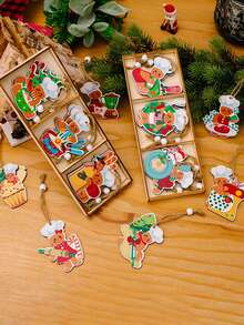 1 mặt dây chuyền hình người bánh gừng bằng gỗ, đồ trang trí cây thông Noel lễ hội, đồ trang trí treo hình người bánh quy sáng tạo, cho nhà bếp và gia đình, đồ trang trí theo mùa lễ hội, lý tưởng cho Giáng sinh, quà tặng năm mới tốt nhất - Nhiều màu - Xem 6