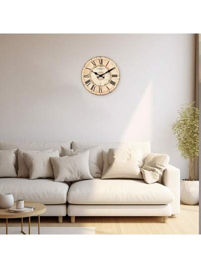 Retro Roman Numeral Wooden ative Wand Clock, Silent Non Ticking Living Room, Office, Cafe, Ho warming 10/12/14/16 Inch (No Battery Included) Birthday Graduation Room Klok Bedroom Dormitory Back To School Home view 4