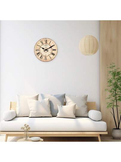 Retro Roman Numeral Wooden ative Wand Clock, Silent Non Ticking Living Room, Office, Cafe, Ho warming 10/12/14/16 Inch (No Battery Included) Birthday Graduation Room Klok Bedroom Dormitory Back To School Home view 5