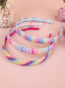 3pcs/Set Kids Colorful Ombre Rainbow Mermaid Headbands, Girls Party Hair Accessories - Multicolor - View 6