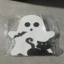 Cute Ghost Halloween Indoor Decoration, Multi-Layered Wooden Tray Decor, Witch Broom, Pumpkin Pie Party Home Display,Christmas