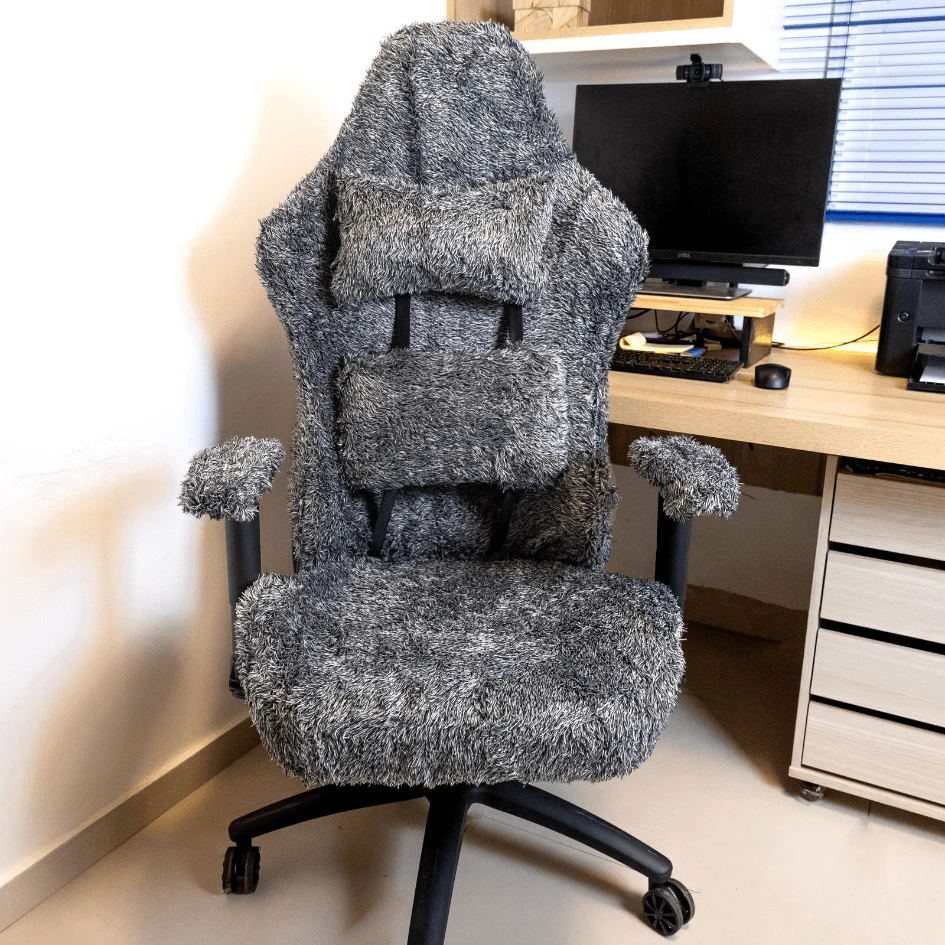 D Vieira Textil Decor Short Fur Gaming Chair Cover With Swivel Wheels - Xám - Xem 1