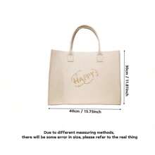 1pc Felt Tote Bag, Versatile Felt Shopping Handbag For Commuting, Spacious & Stylish,Boho Vibes