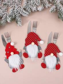 1 Bộ đồ ăn Rudolph với mũ đỏ và râu trắng Ông già lùn Quả bóng Giáng sinh Dao, nĩa và đũa được cá nhân hóa Trang trí thích hợp cho tiệc cưới tại nhà khách sạn - Nhiều màu - Xem 10