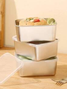 1 件/4 件不锈钢食品储存容器套装，不锈钢方盘，不锈钢方形食品储存容器，不锈钢储物盒，食品保鲜盒，冰箱储物盒，便当盒，野餐盒，保鲜容器 - 彩色 - 查看 7