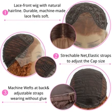 Ginger Orange 13x4 Deep Wave Lace Frontal Wig Highlight Colored Lace Front Wig Water Curly Synthetic Hair With Baby Hair - 薑橙 - 查看 6